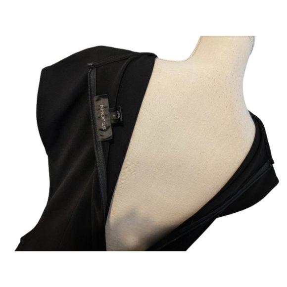 St. John Black Draped Waist Crepe Dress 8 - Picture 9 of 10
